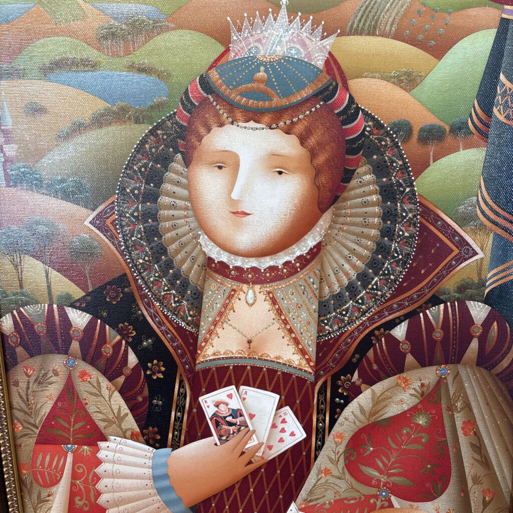King & Queen of Hearts Signed/ Numbered Serigraph By Anton Arkhipov W/ Framed Bio- Set of 3 - 20X1X28H