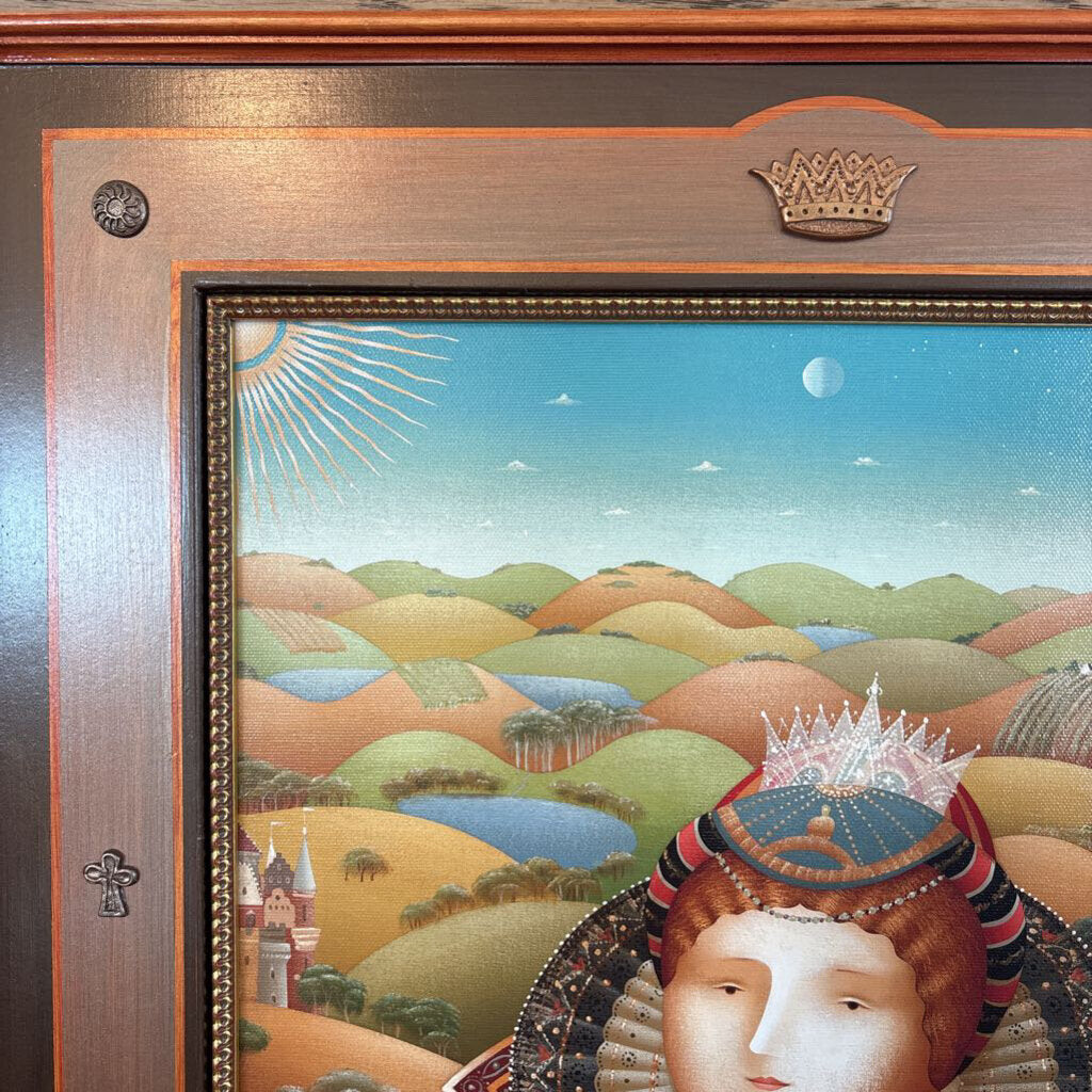 King & Queen of Hearts Signed/ Numbered Serigraph By Anton Arkhipov W/ Framed Bio- Set of 3 - 20X1X28H