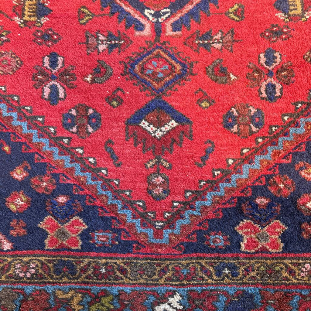 Vintage Red Hand Knotted Runner- 9'1"X3.5"