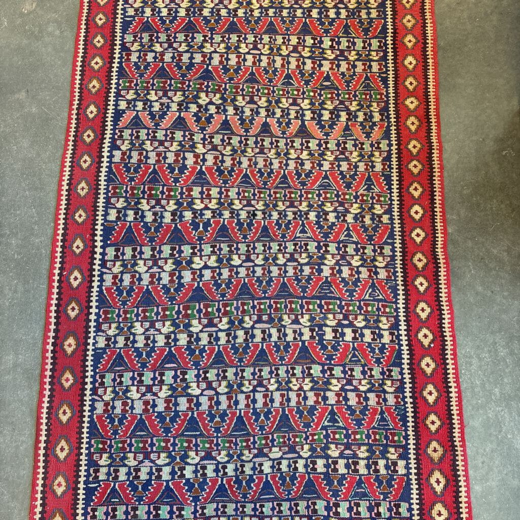 Vintage Red Kilim Runner- 9'7"X3'3"