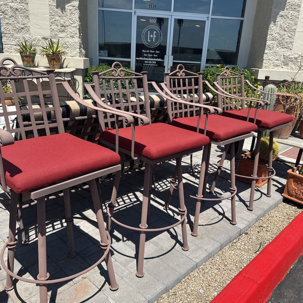 Arizona Iron Patio Chairs W/ Rust Cushion- Set of 4 (30" Seat)