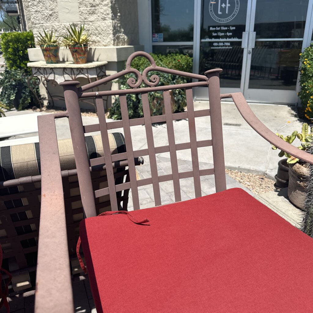 Arizona Iron Patio Chairs W/ Rust Cushion- Set of 4 (30" Seat)