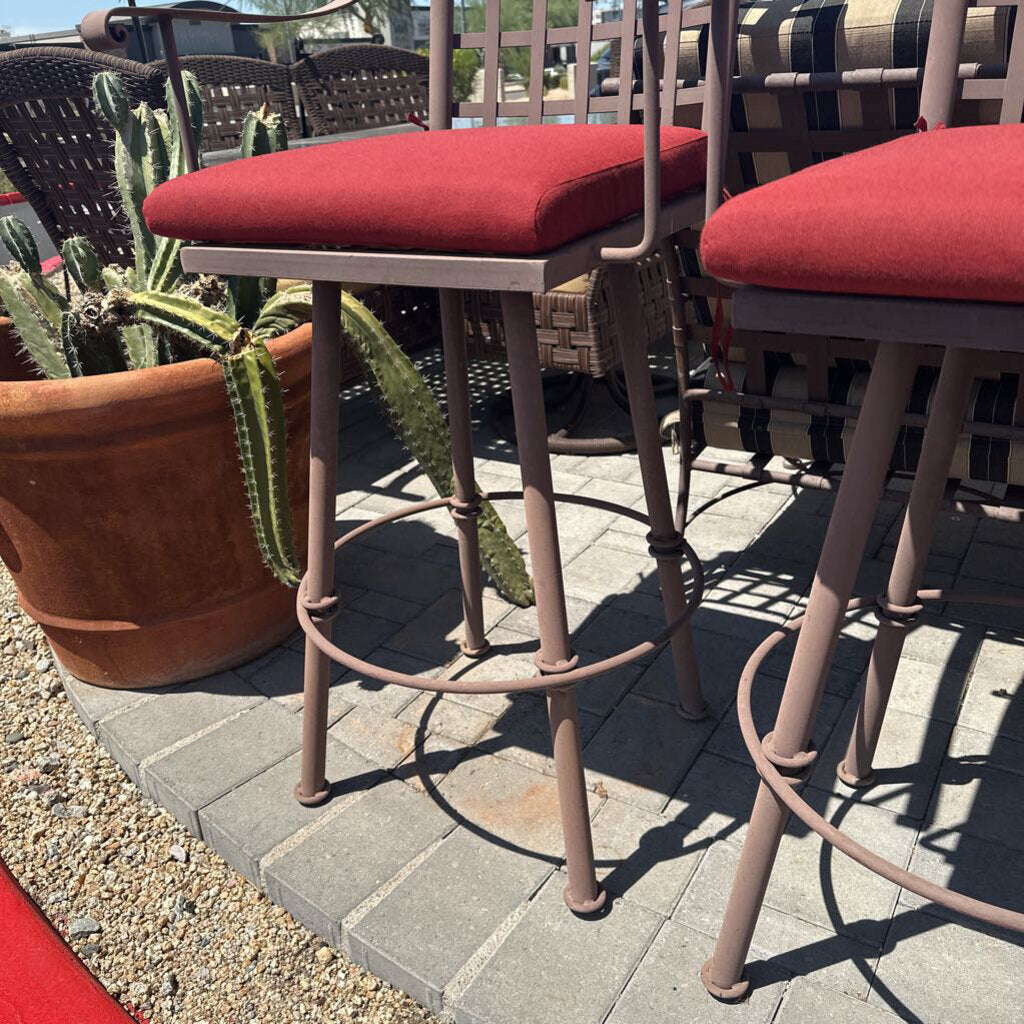 Arizona Iron Patio Chairs W/ Rust Cushion- Set of 4 (30" Seat)