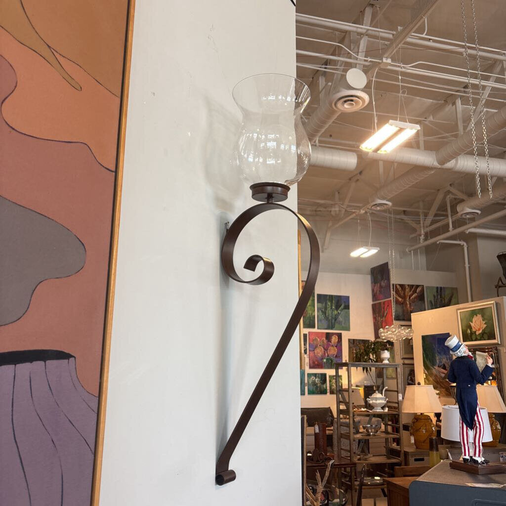 Scrolled Iron Wall Sconces- Pair- 8X8X39H