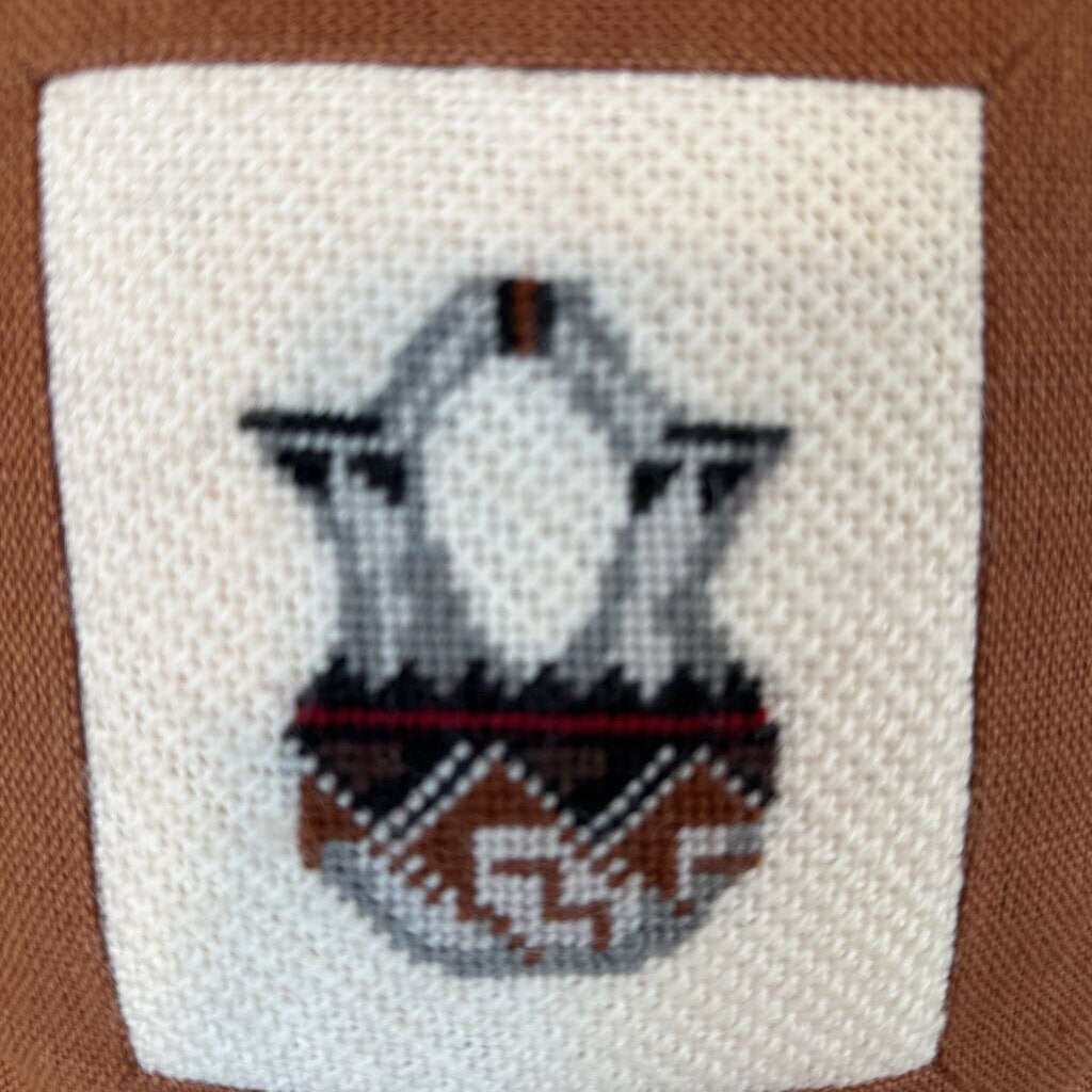 Small Brown Needle Point Pillow- 7.5X3X7.5