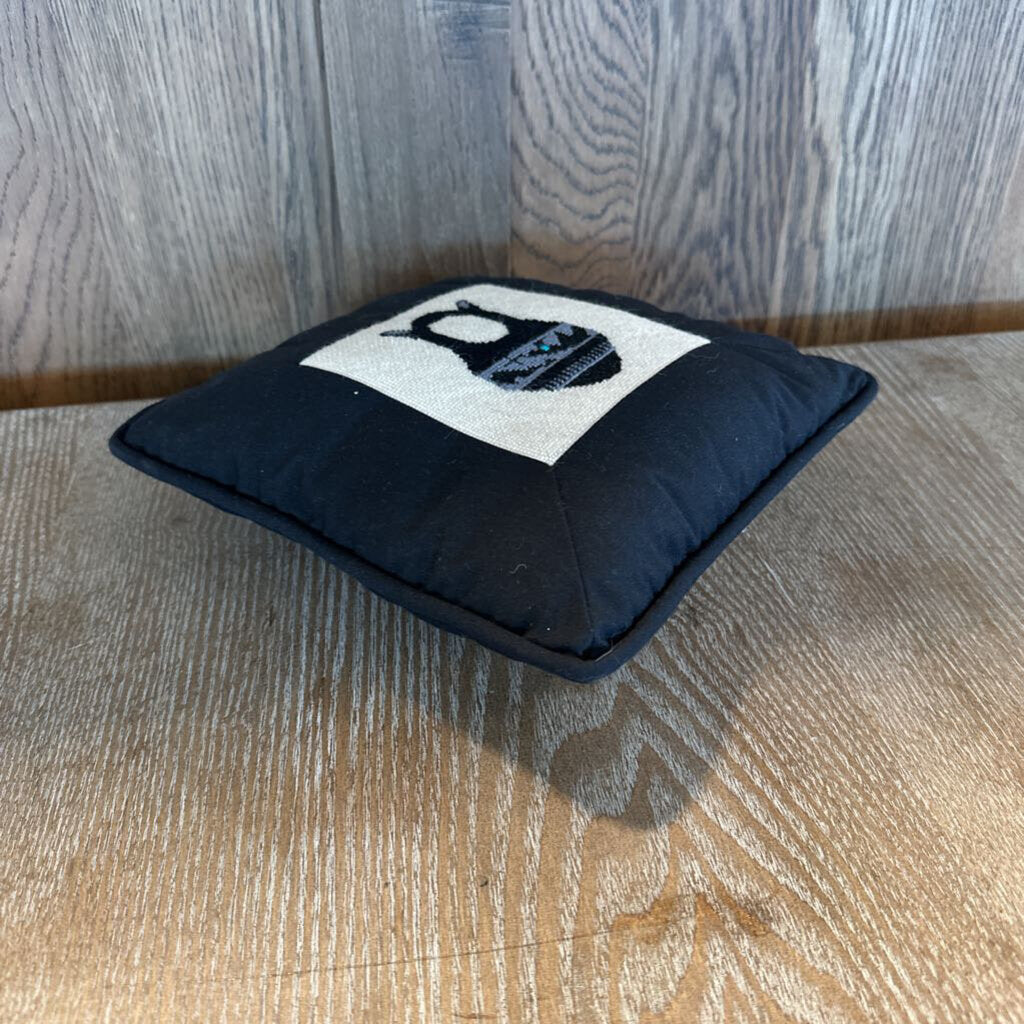 Small Balck Needle Point Pillow- 9X2X9