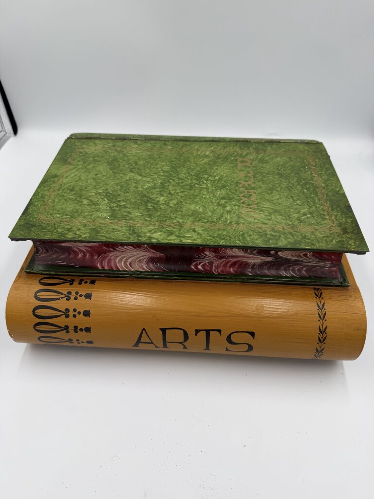 Italian Tole Books Stack Lidded Box For Gumps- 11X8.5X4"
