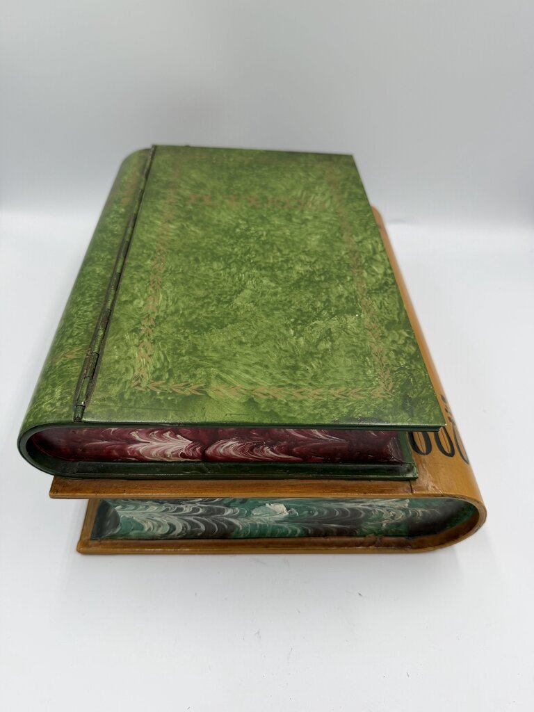 Italian Tole Books Stack Lidded Box For Gumps- 11X8.5X4"