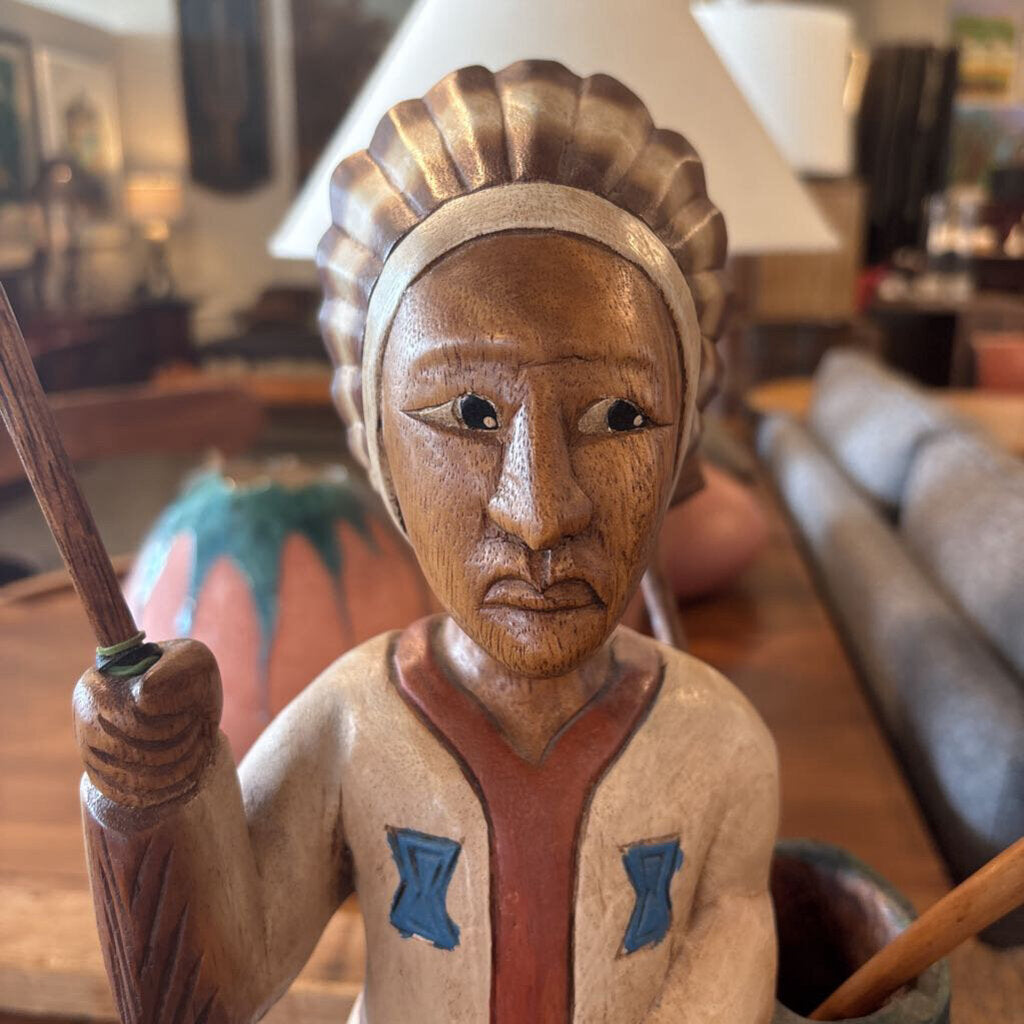 Hand Carved Native American Golfer- 7.5X4.5X18H
