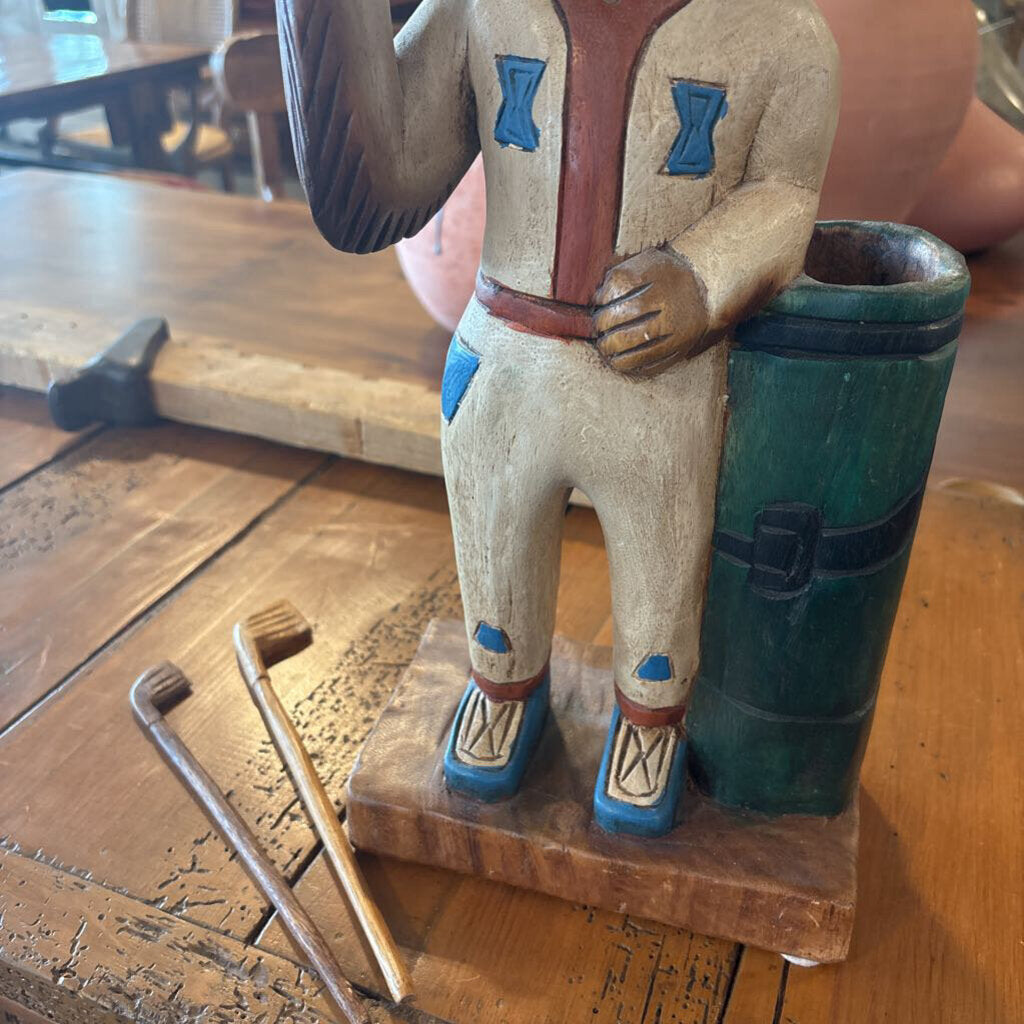 Hand Carved Native American Golfer- 7.5X4.5X18H