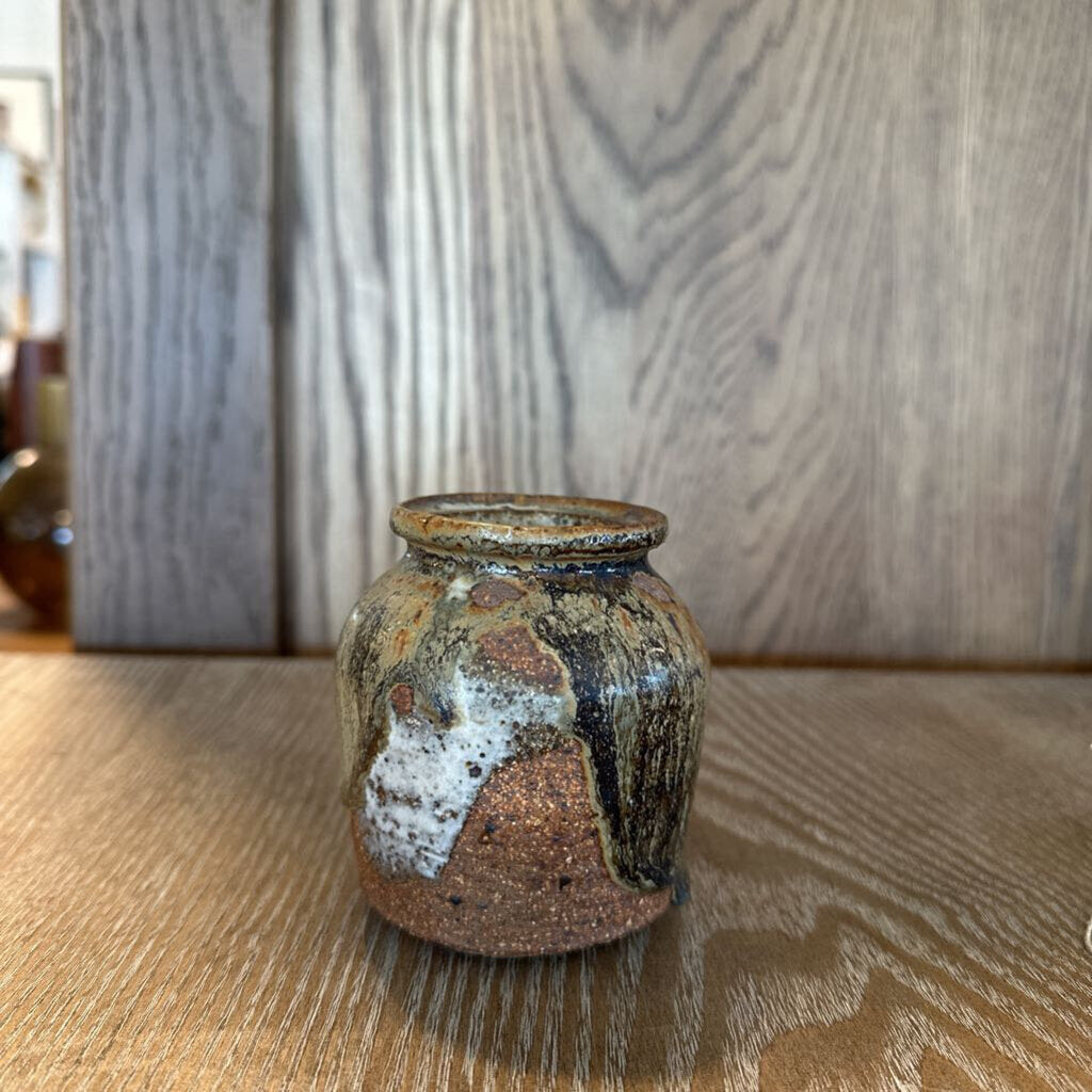 Small Raku Pottery Pot- 3X3X3.5H