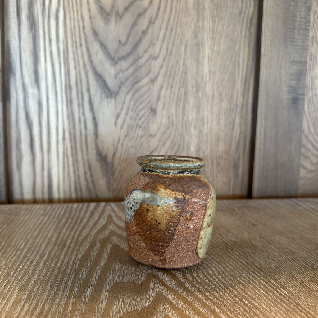 Small Raku Pottery Pot- 3X3X3.5H