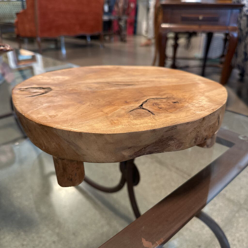 Round Carved Wood Tray-11.5X12X3.5H