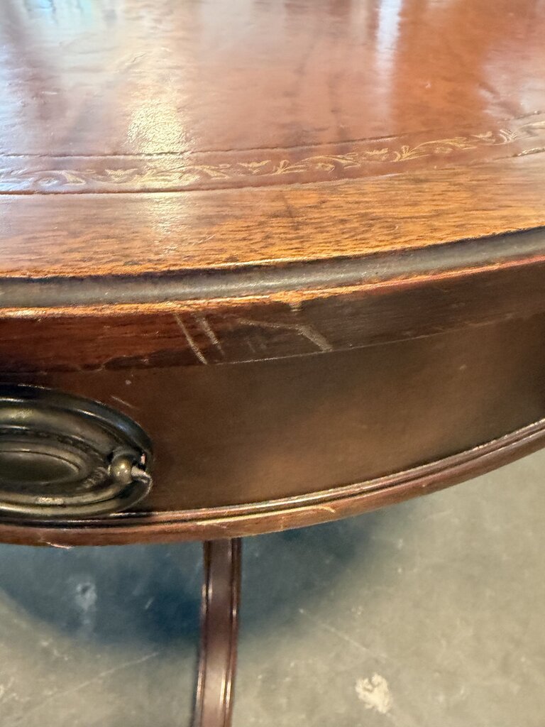 Vintage Round One Drawer Side Table W/ Drawer- 28X27.5H