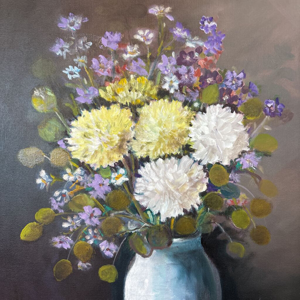 Framed Still Life Floral Original Art By Margherita Fray- 30X24