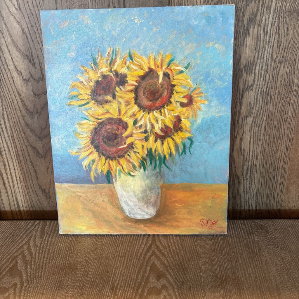 Unframed Original Sunflower Art By Magherita Fray- 16X20H