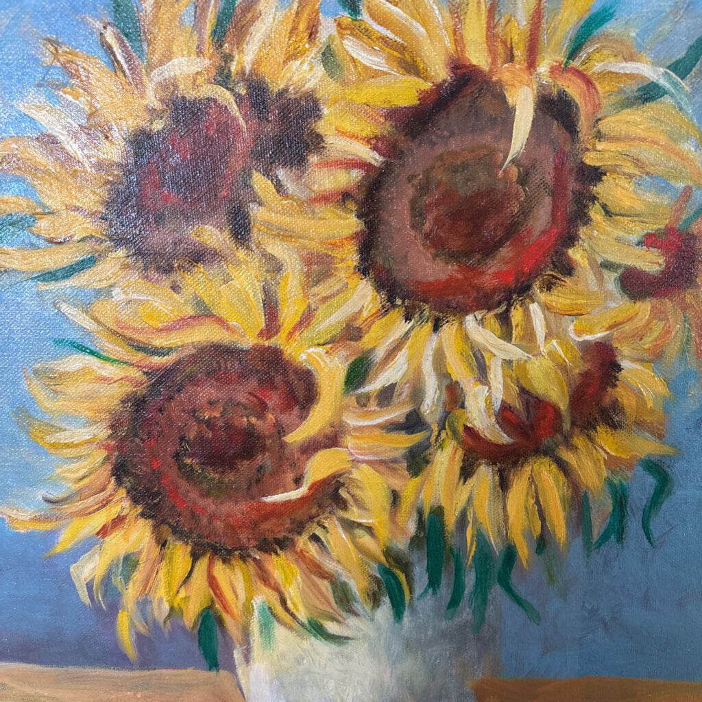 Unframed Original Sunflower Art By Magherita Fray- 16X20H
