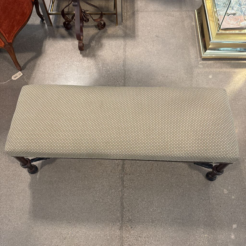 Iron Upholstered Bench W/ Arrowhead Base- 48X18X17H