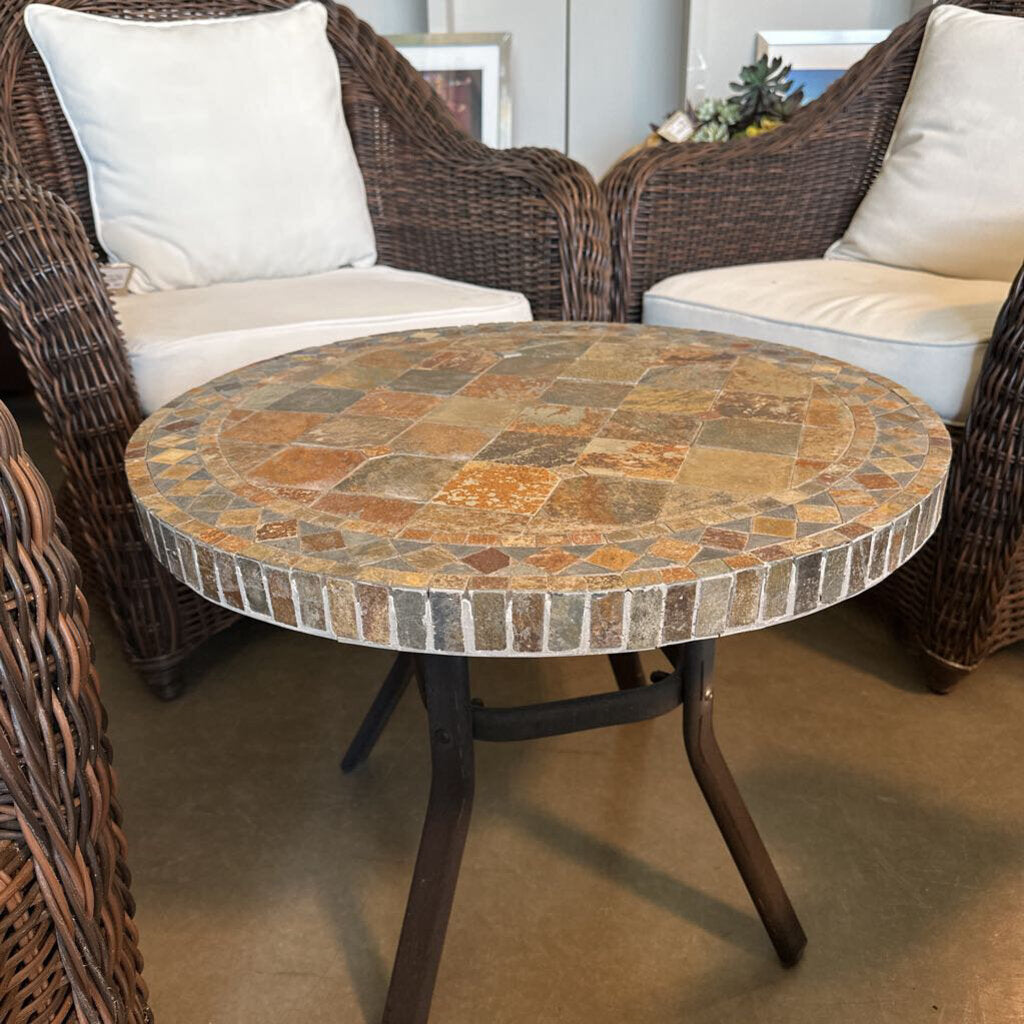 Round Tile Top Side Table - 24X18H -AS IS