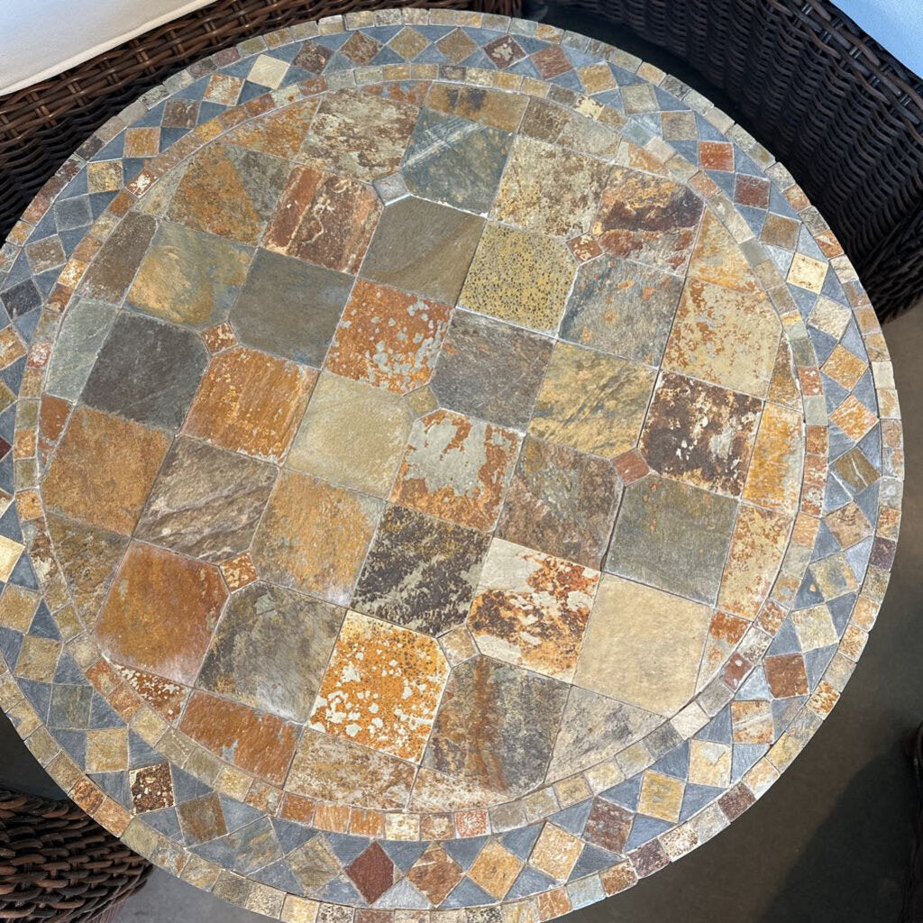 Round Tile Top Side Table - 24X18H -AS IS