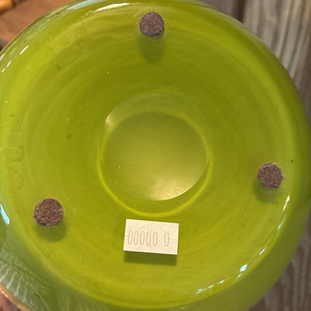 Handblown Green Art Glass String Vase - 8X6H
