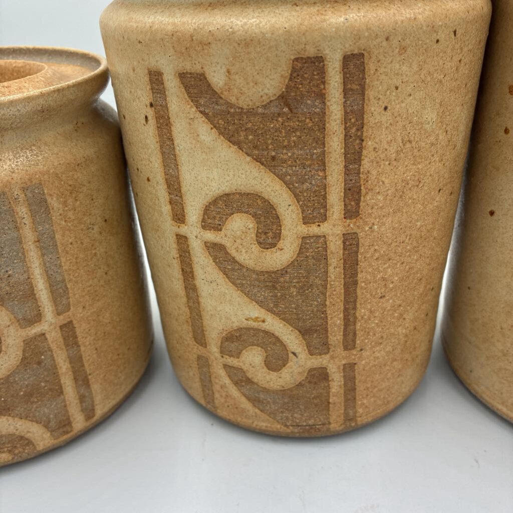 Vintage Stonewear Canisters - Set of 3 - 5.5X9H