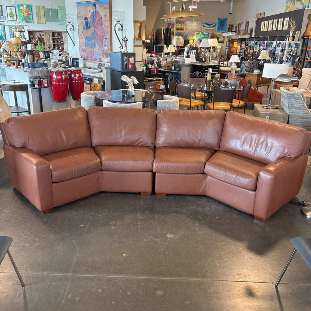 American Leather Leather Curved Sofa - 142X56X32H - AS IS