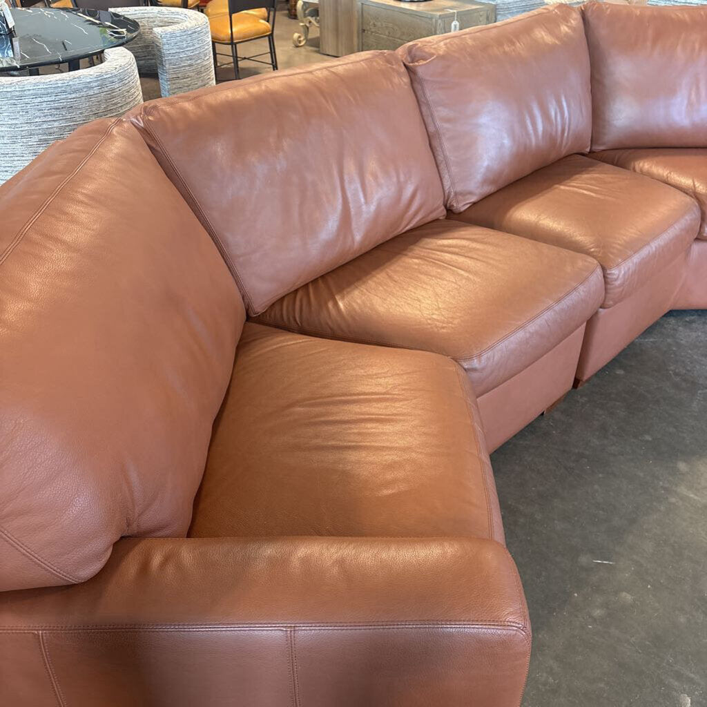 American Leather Leather Curved Sofa - 142X56X32H - AS IS