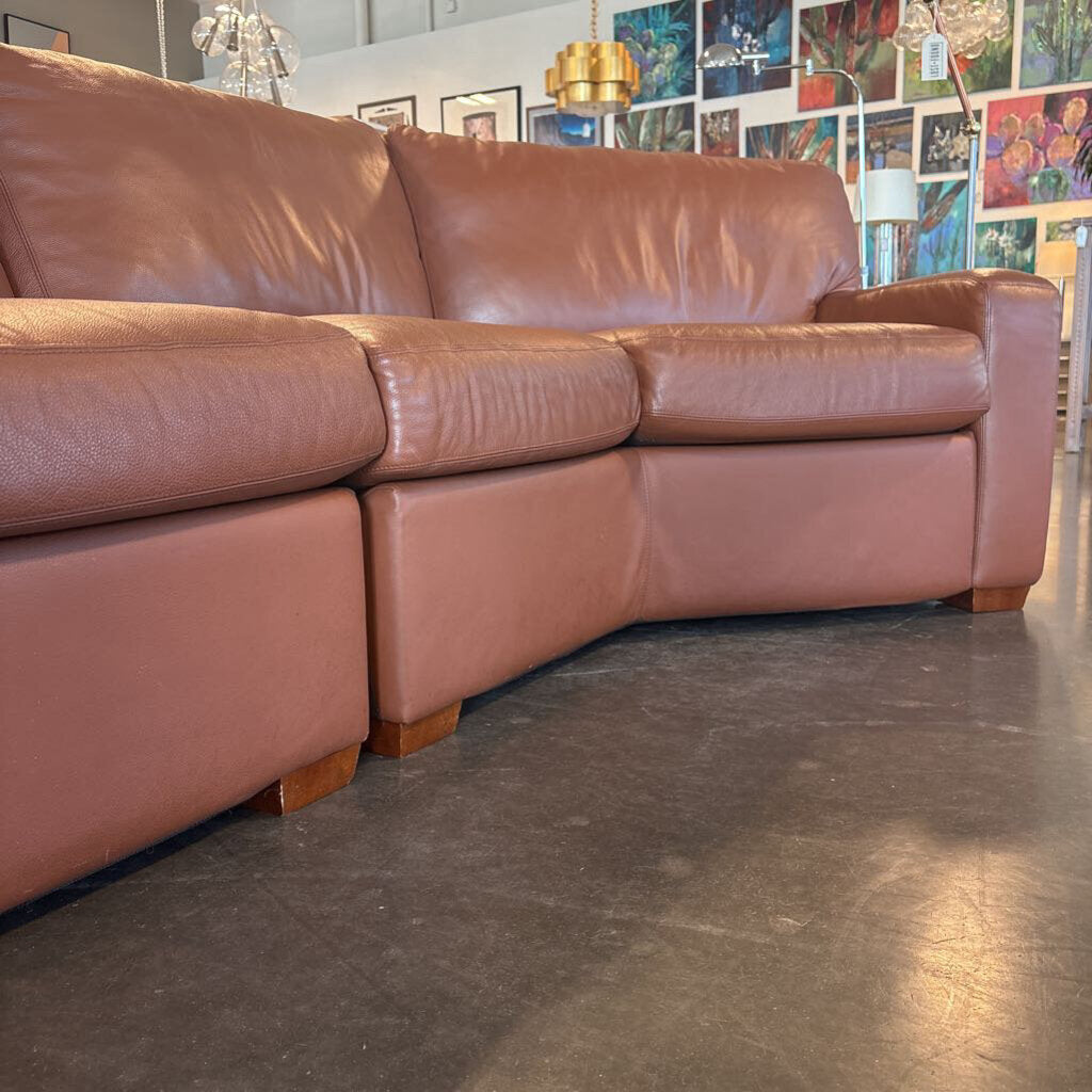 American Leather Leather Curved Sofa - 142X56X32H - AS IS