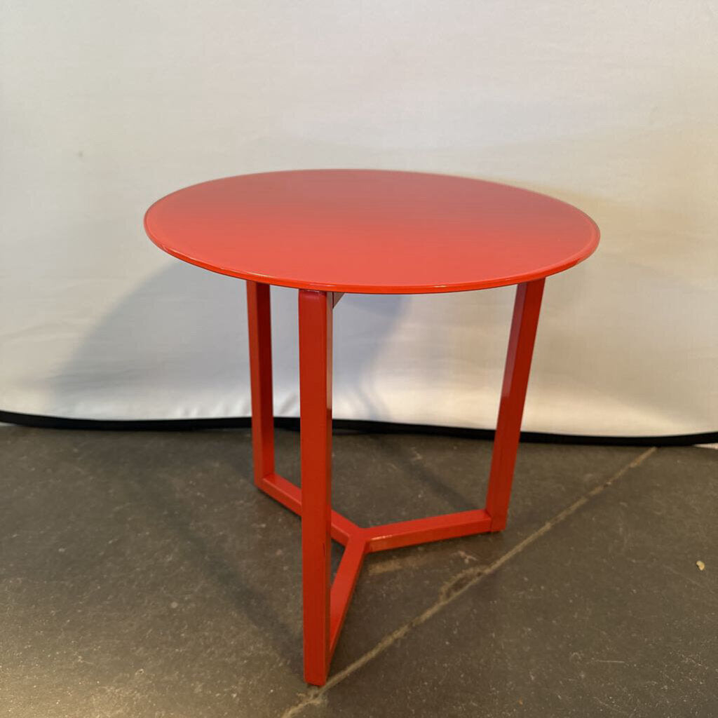 Round Red Glass Side Table - 15.5X15.75H