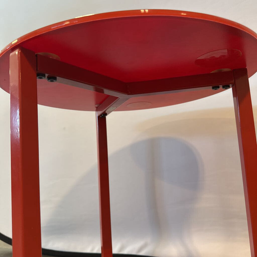 Round Red Glass Side Table - 15.5X15.75H