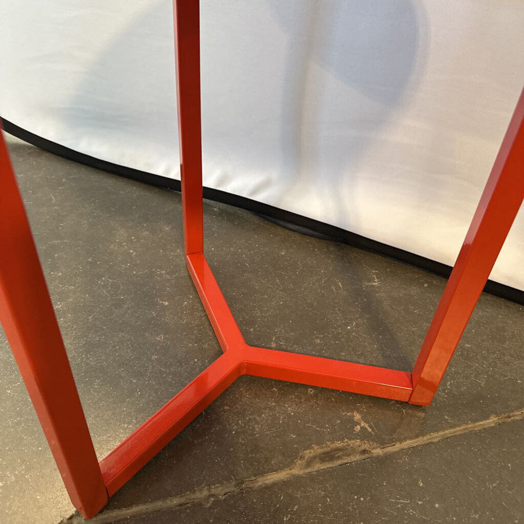 Round Red Glass Side Table - 15.5X15.75H