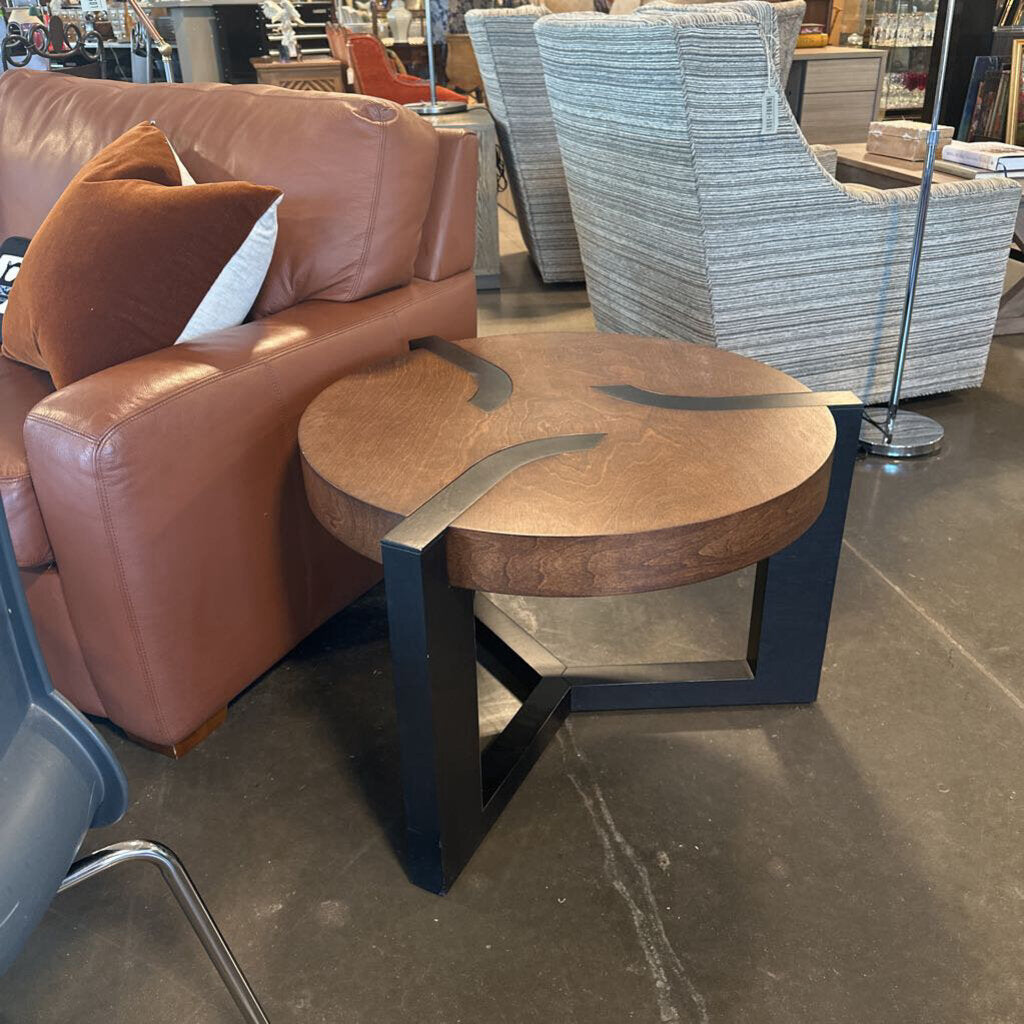 Round Dark Wood Inlay Legs - 30X20.5H