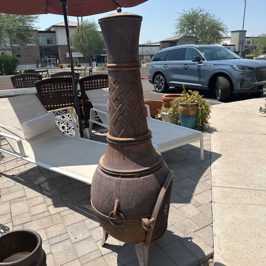 Western Basket Weave Iron Chiminea - 22X60H