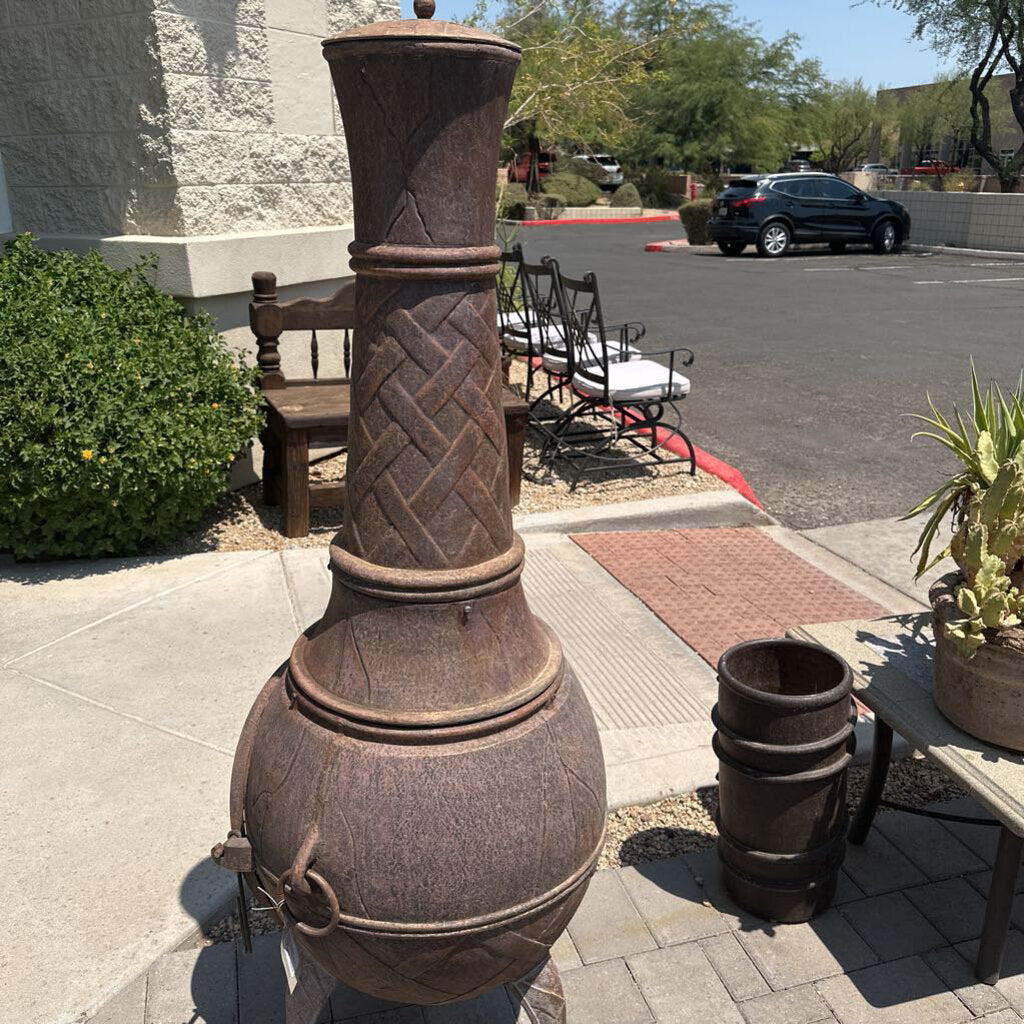 Western Basket Weave Iron Chiminea - 22X60H