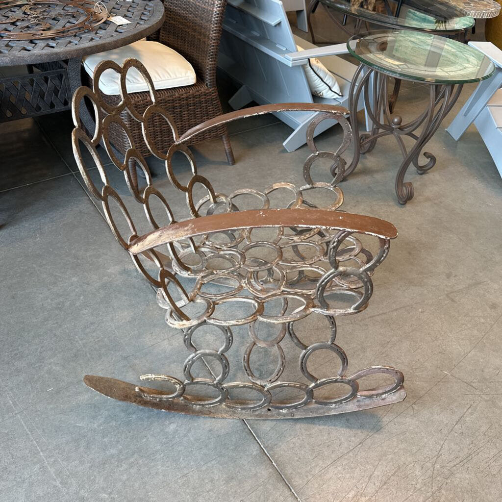 Handcrafted Iron Horseshoe Rocking Chair - 21.5X22X23H