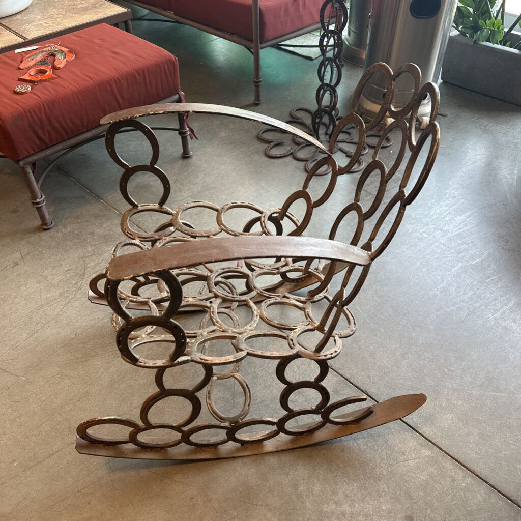 Handcrafted Iron Horseshoe Rocking Chair - 21.5X22X23H