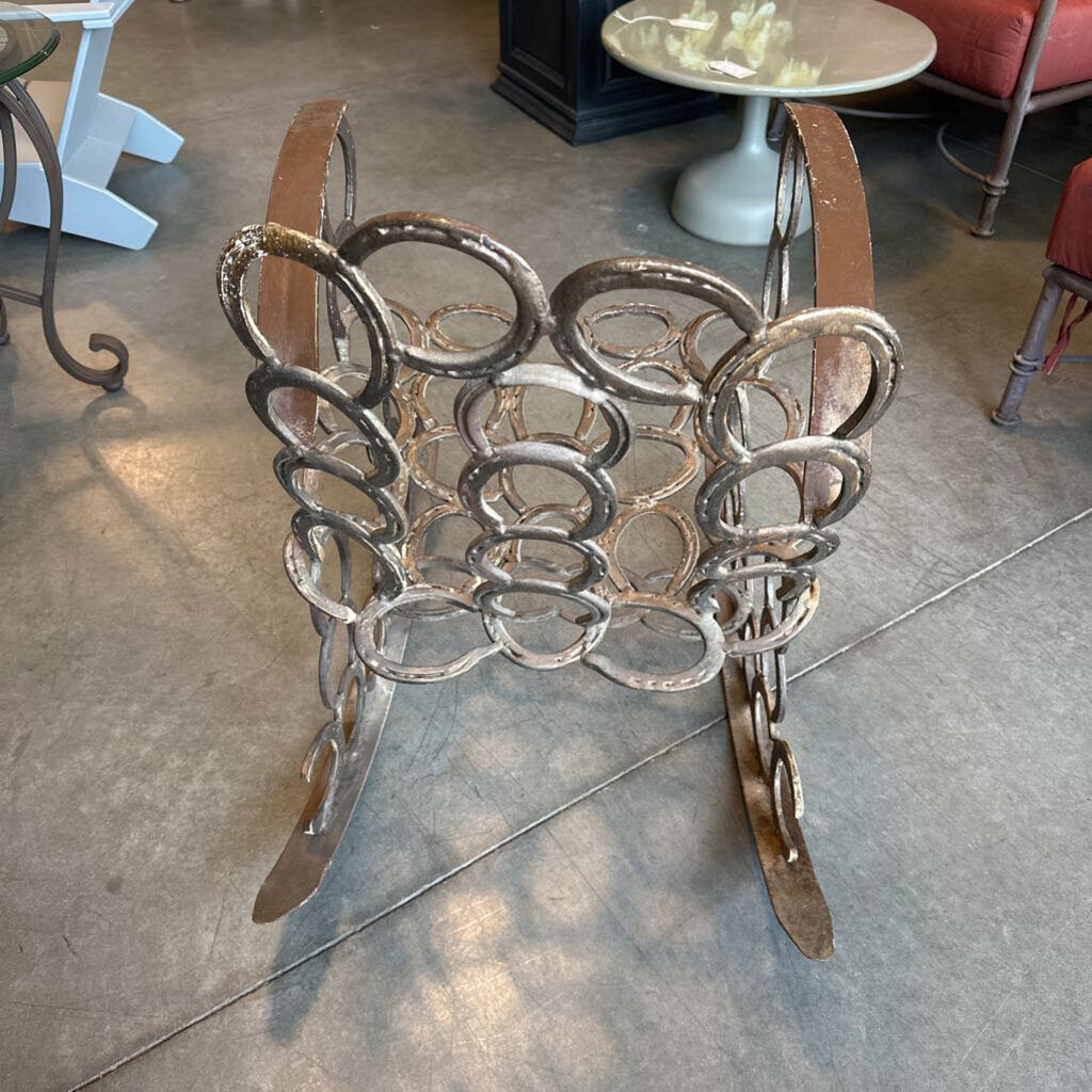 Handcrafted Iron Horseshoe Rocking Chair - 21.5X22X23H