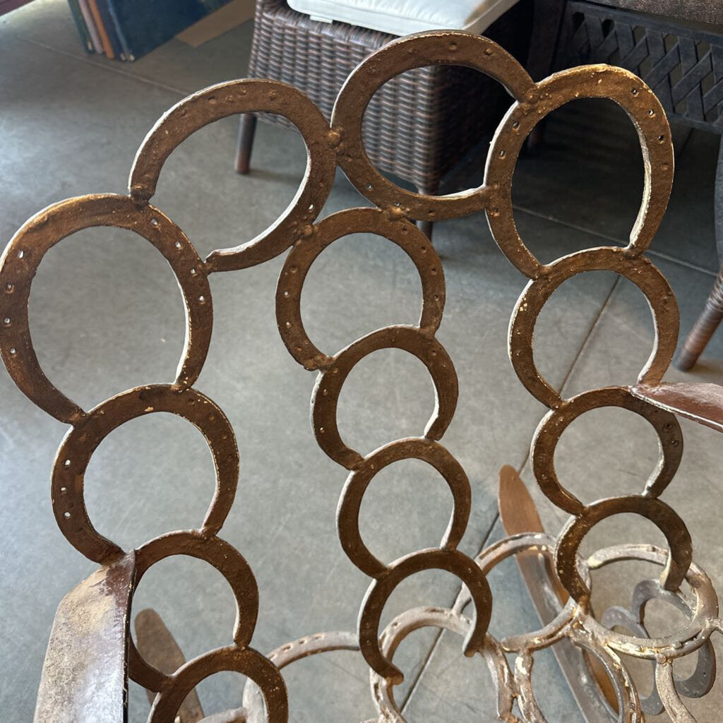 Handcrafted Iron Horseshoe Rocking Chair - 21.5X22X23H