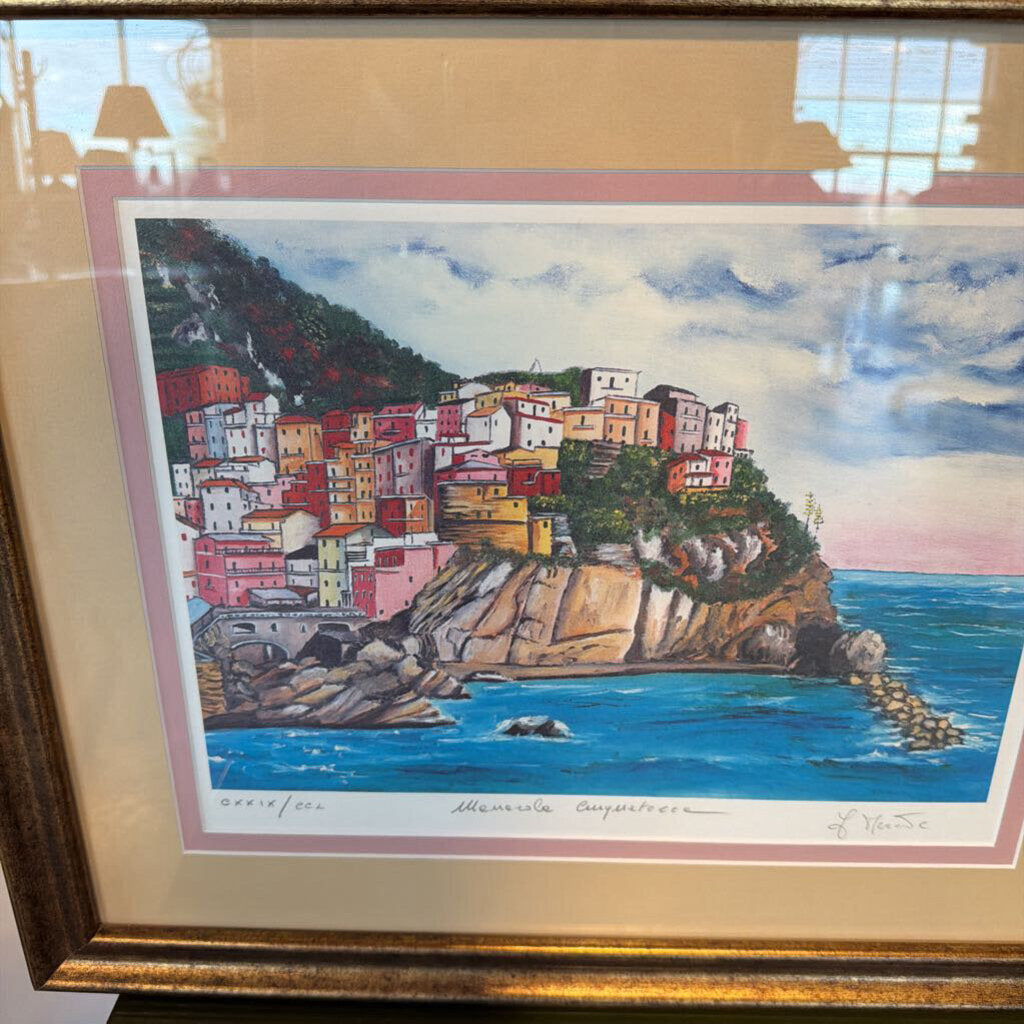 Manarola A Cinque Terre Signed Print- 18.5X21.5