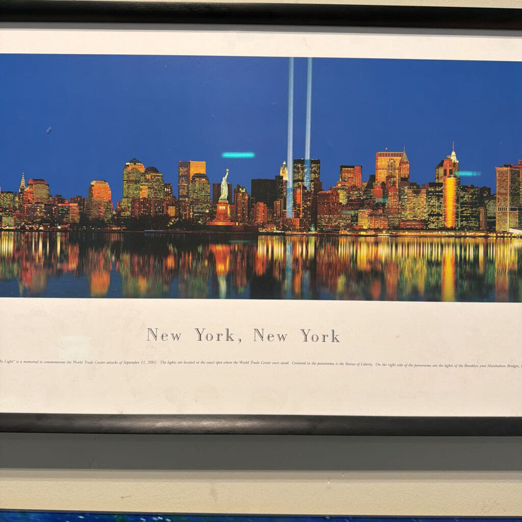 New York City Tribute at Twilight Skyline Print- 40X14