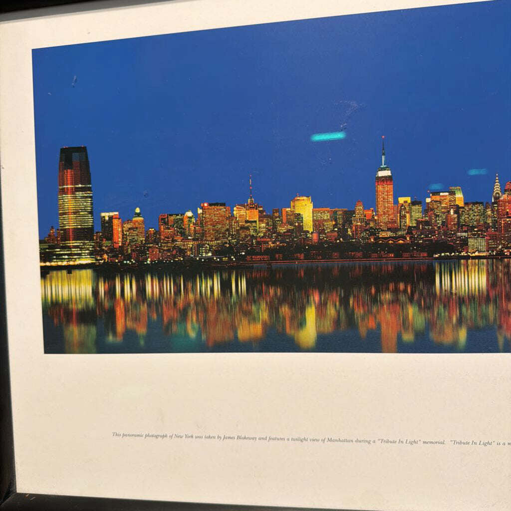 New York City Tribute at Twilight Skyline Print- 40X14