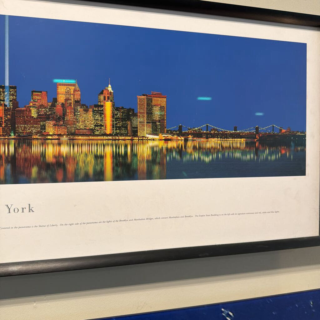 New York City Tribute at Twilight Skyline Print- 40X14
