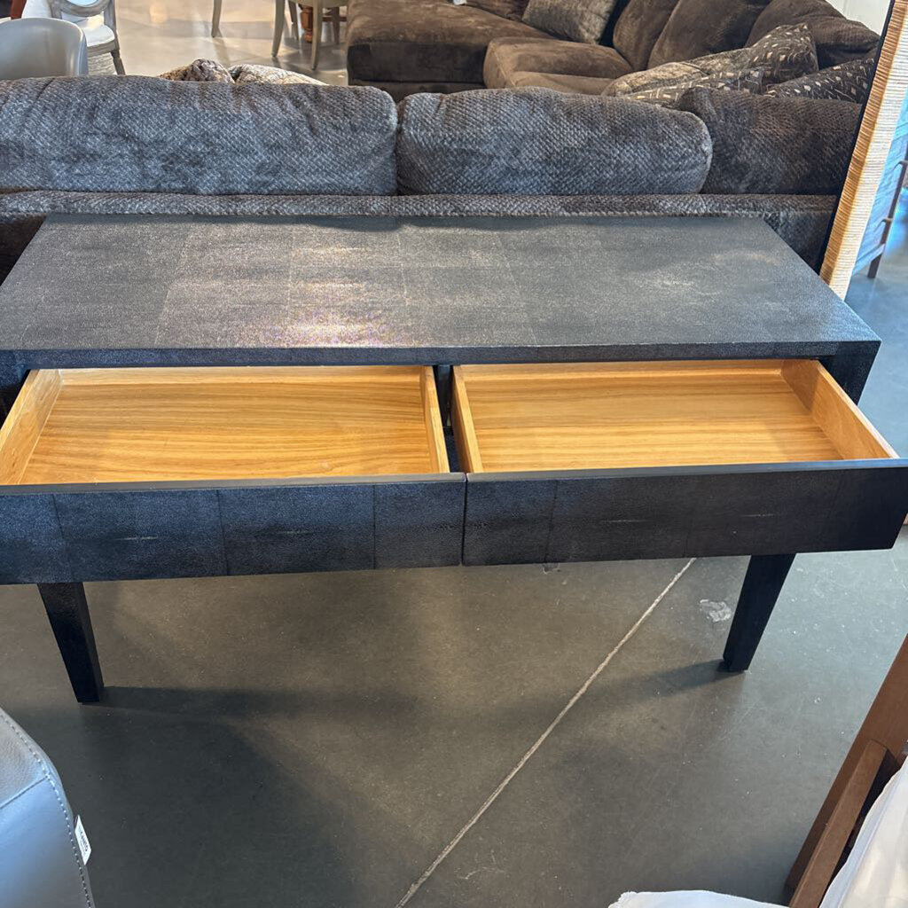 Made Goods Black Faux Shagreen Sorin 2 Drawer Desk-54X20X31
