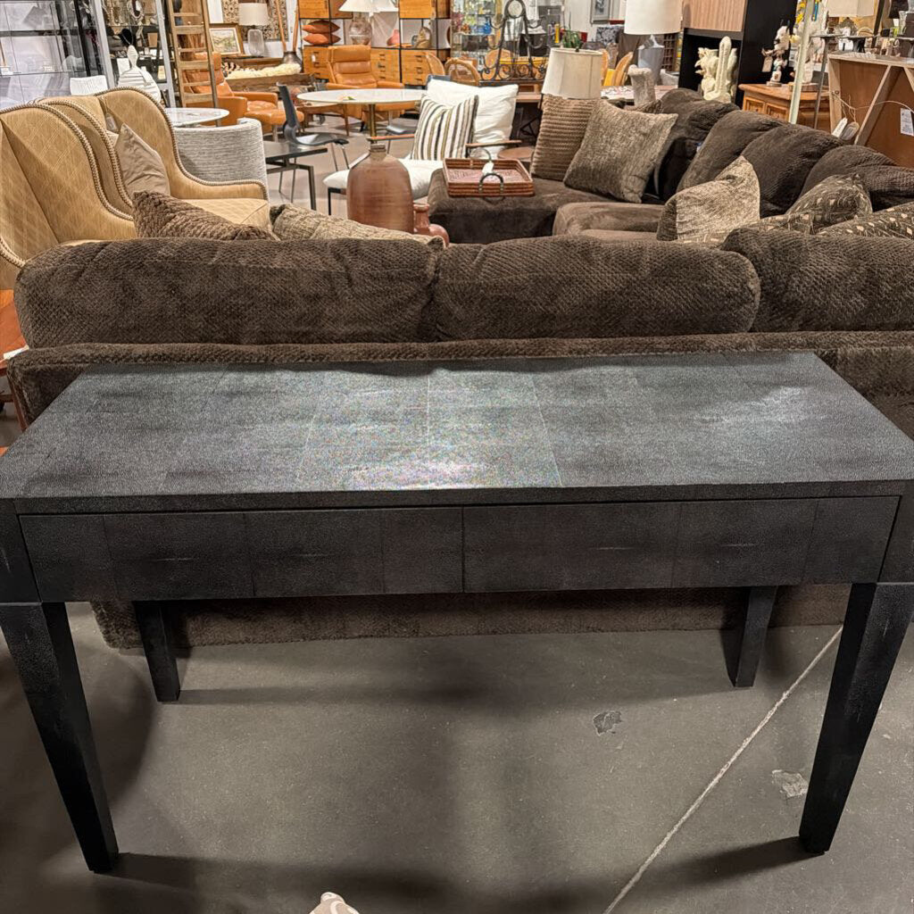 Made Goods Black Faux Shagreen Sorin 2 Drawer Desk-54X20X31