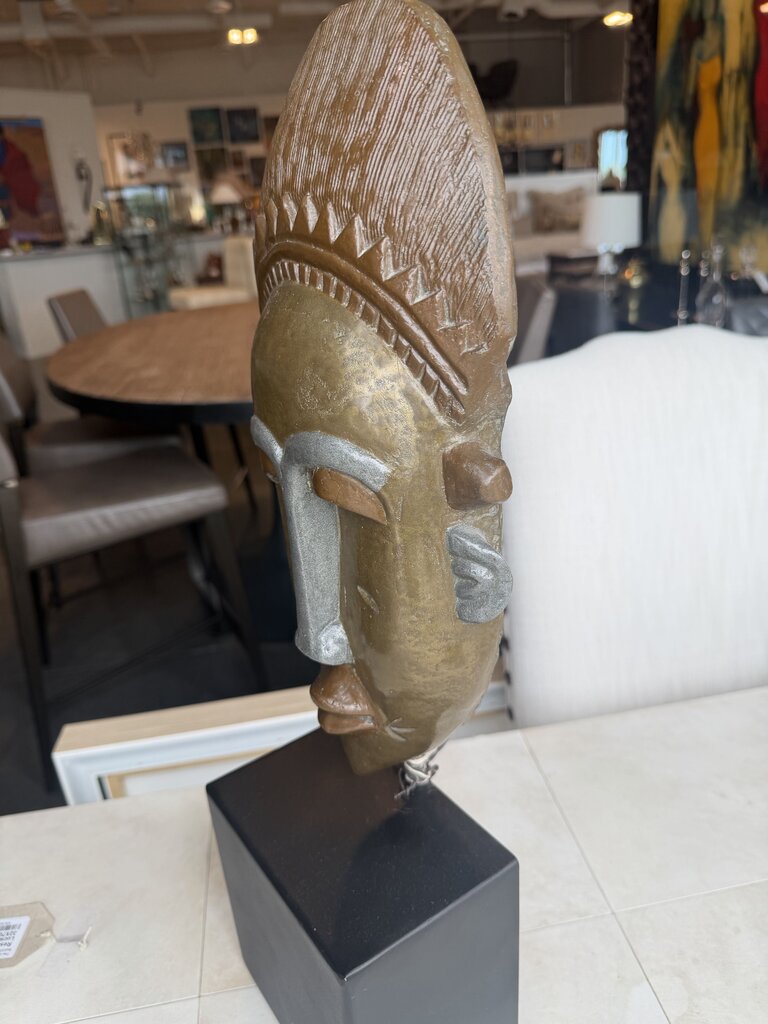 Bronze African Casting Mask (1) 6.5X4X22