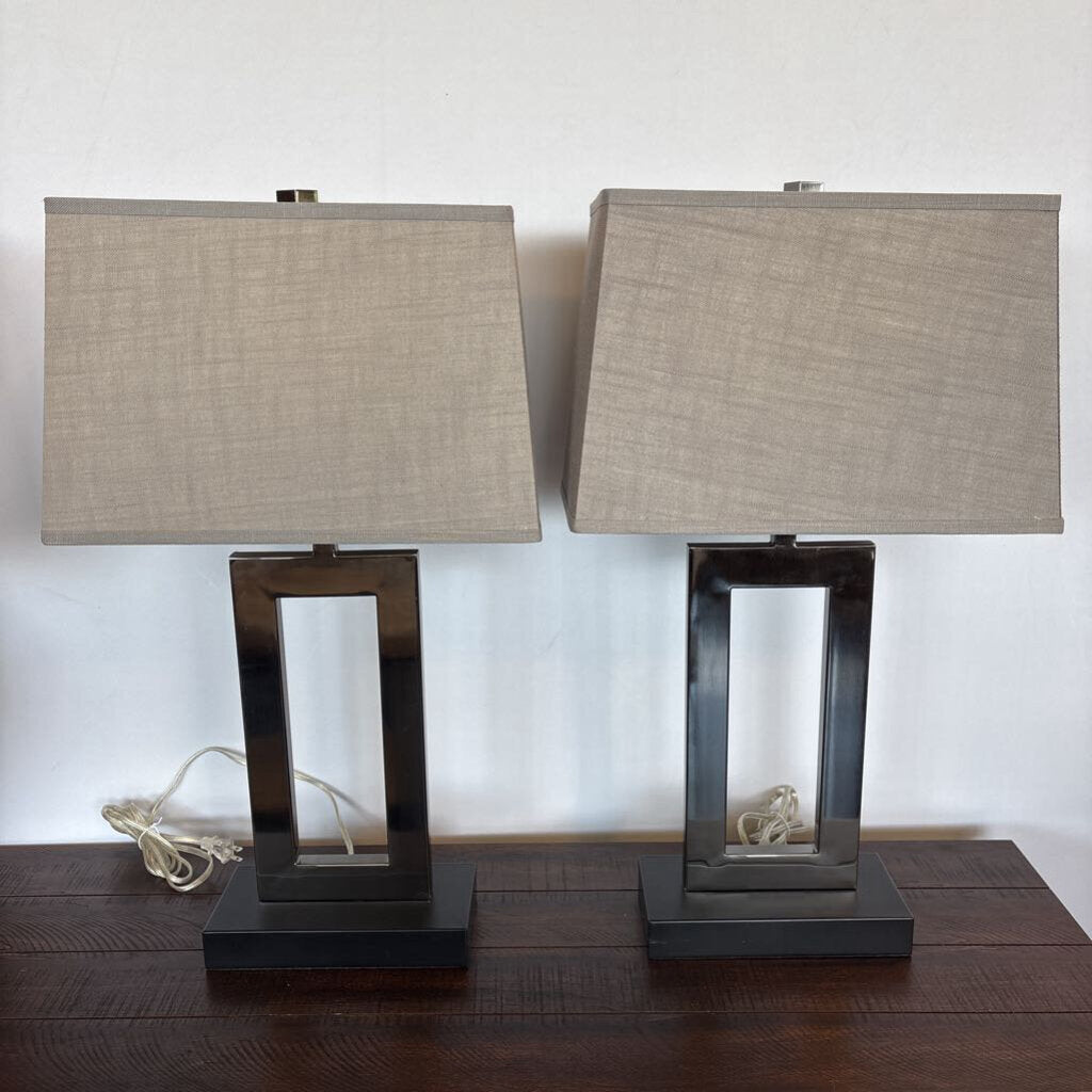 C&B l Duncan Antiqued Bronze Table Lamps- 16X8X28H- Pair