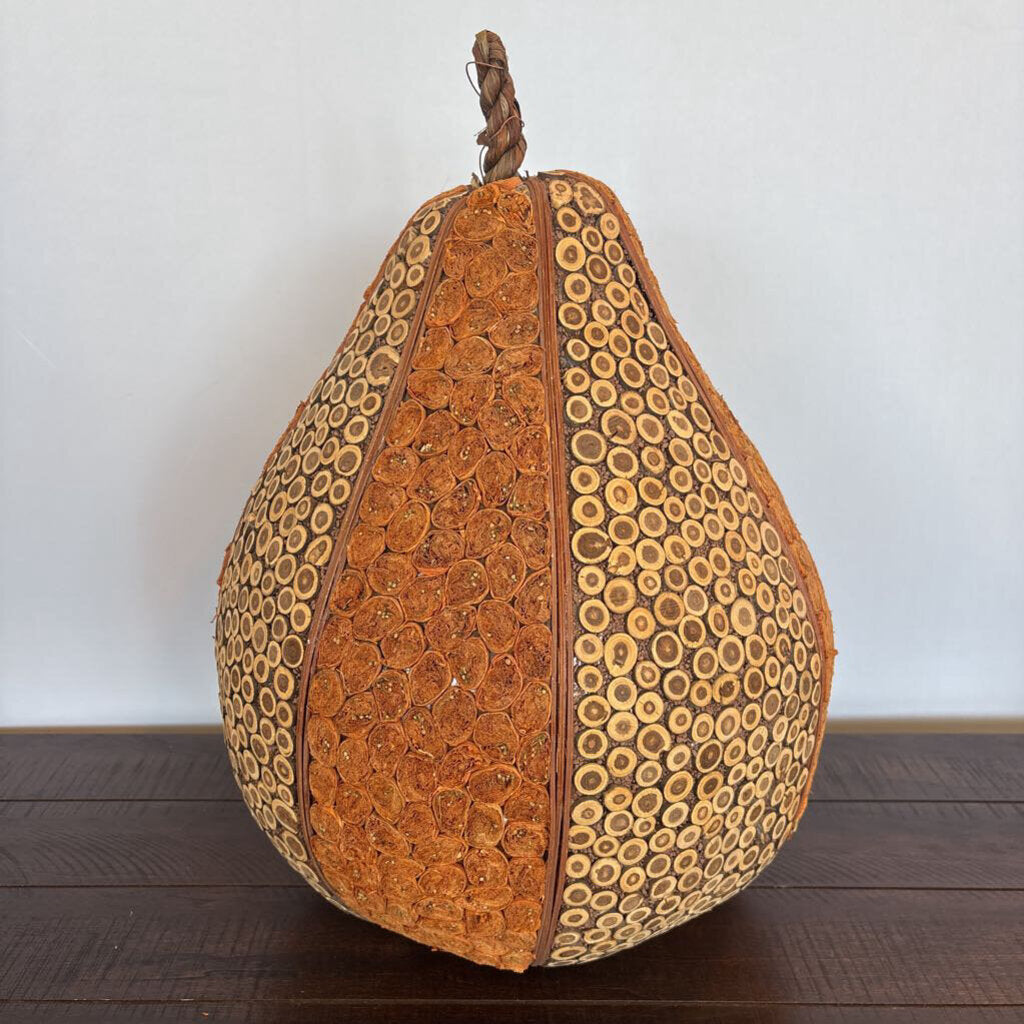 Wood Pear Shape Fruit Sculpture- 16X16X21