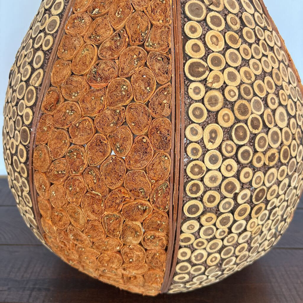 Wood Pear Shape Fruit Sculpture- 16X16X21