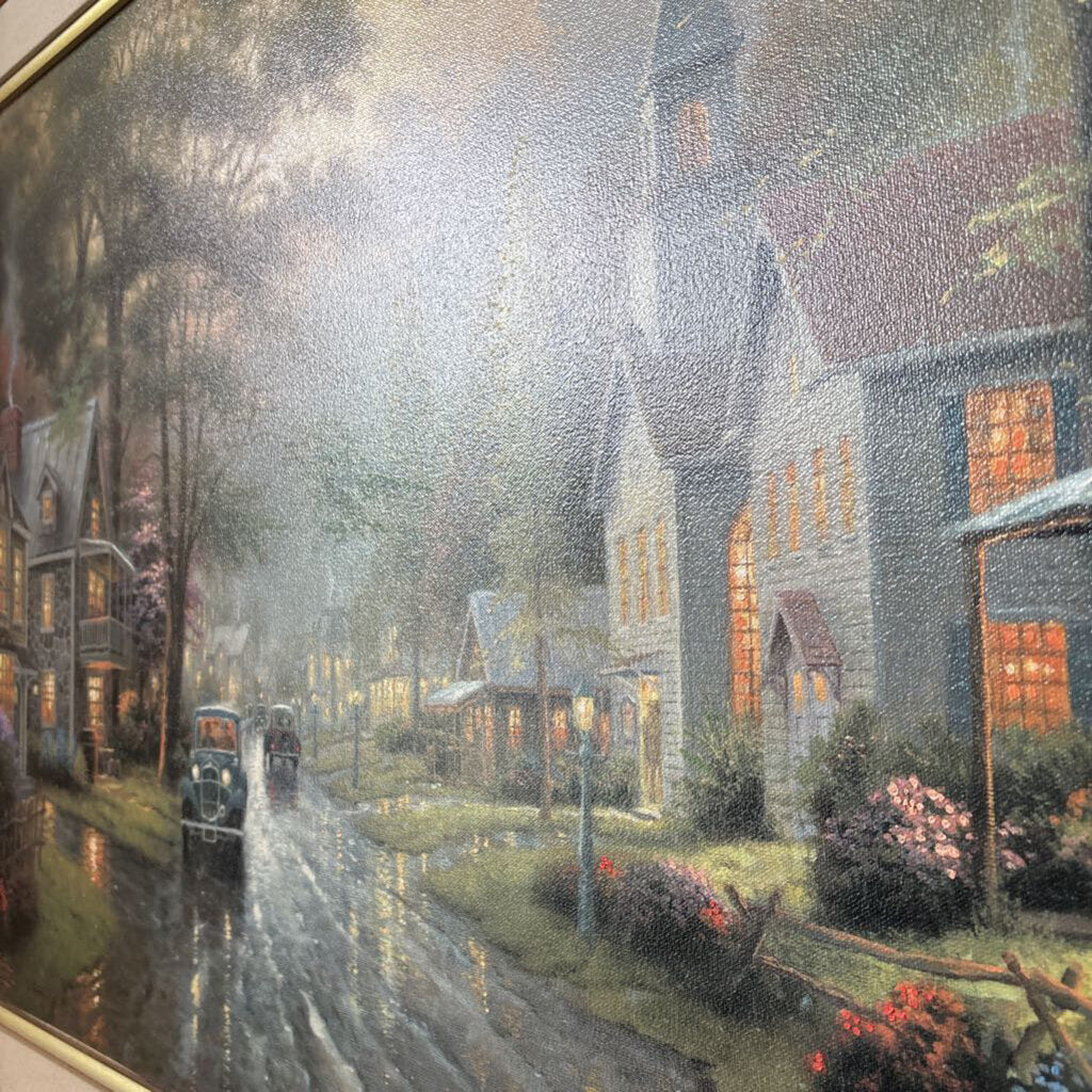 Thomas Kinkade Hometown Evening Limited Edition Oil on Canvas- 39X33